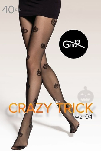 Rajstopy Crazy Trick wz.04 40 den Gatta czarne– halloween, dynie, elastyczna guma w pasie