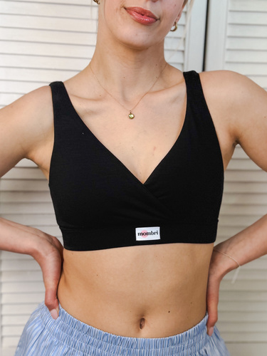 Mombri Klasyk Milk&Love nieprzemakalny biustonosz do karmienia czarny