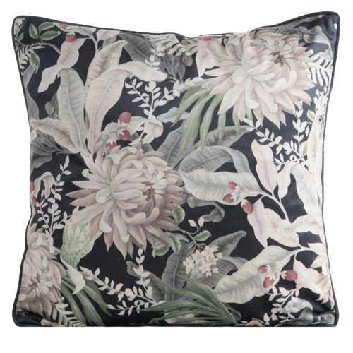 Velvet 114 poszewka welurowa kwiaty Eurofirany czarny/beż