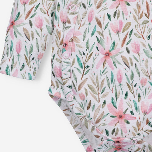 ABN-4751/KWI Pink Flowers Body kopertowe z bawełny organicznej Nini druk