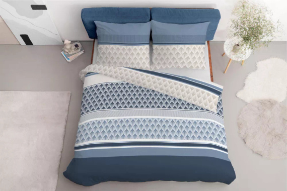5028 A Pościel z mikrofibry geometria Detexpol niebieski