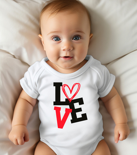 "Walentynki 2024 Love" Body krótki rękaw Moocha biały