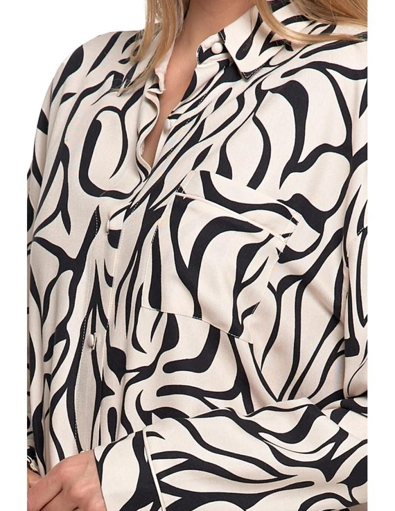 Koszula nocna PDK4800-003 Moraj kremowa – wiskoza, długi rękaw, zapinana na guziki