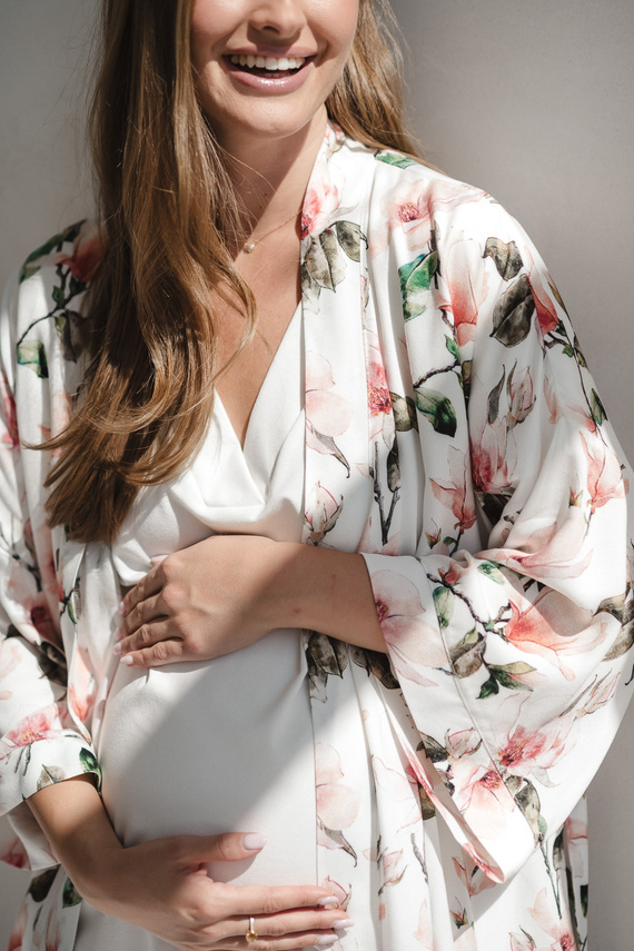 Moon Koszula nocna ciążowa i do karmienia Milk&Love– śmietankowa wiskoza, oversize | Polska jakość