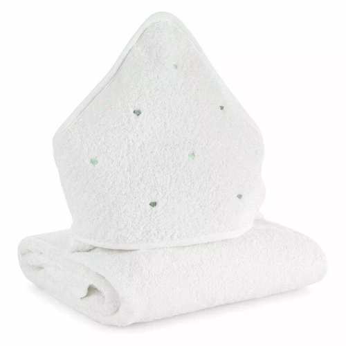 Baby 60 Serca niemowlęce okrycie kąpielowe Eurofirany biały/miętowy