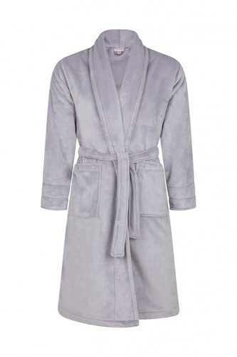 Queen + Korona Szlafrok damski polarowy ByShelly - jasny szary/złoty