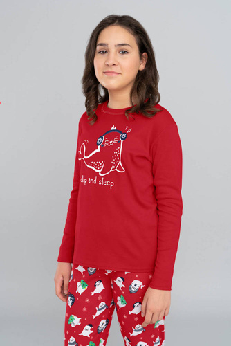 Kasjana Piżama dziewczęca Italian Fashion- czerwony/druk czerwony