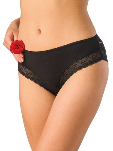 Figi mini bikini LPB 111 Key czarne – wiskozowe, z koronką, 2-pak