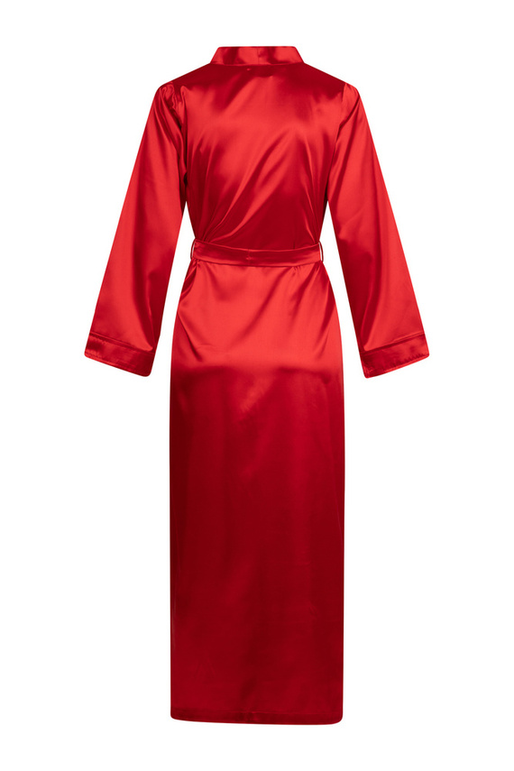 Eunika Szlafrok damski satynowy długi ByShelly - czerwony
