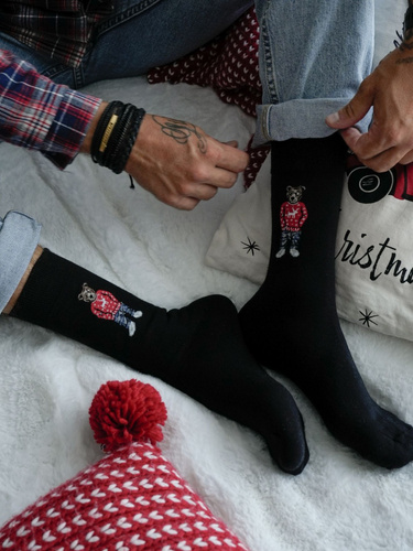 0125.099 Misiek w sweterku Skarpety Męskie Milena - czarny