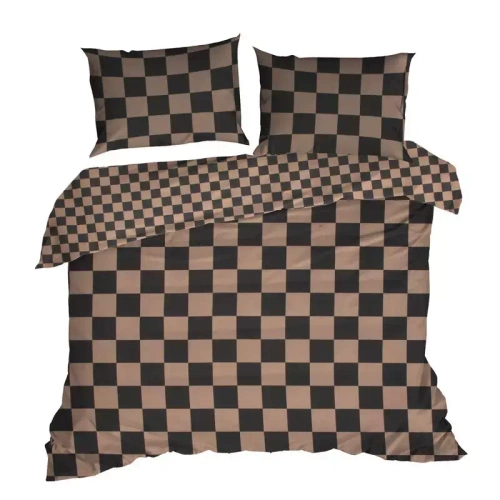 Sara 21 Pościel bawełniana kratka Eurofirany brązowy