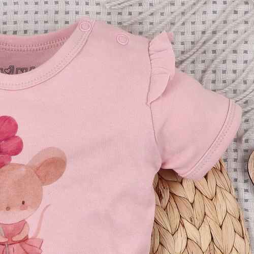 ABN-5689 Body niemowlęce Nini Małe Myszki bawełna organiczna napy ramię antyalergiczne