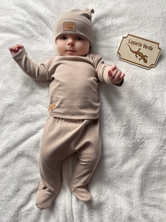 KAR-0014/KAW Bluzka z długim rękawem gładka Lagarto Verde - beżowy