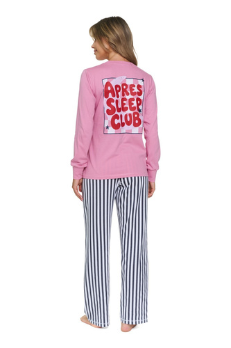 Doctor Nap 7523 Apres Sleep Piżama damska 100% bawełna różowa paski