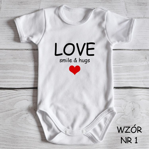 Body krótki rękaw "Love smile & hugs " Moocha czarno-różowy