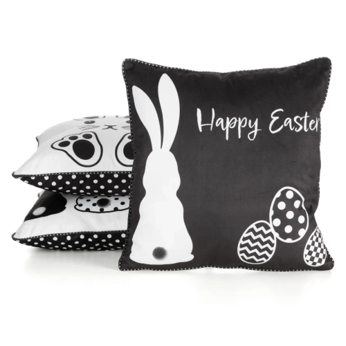 Wiosna 5 Poszewka wielkanocna z welwetu nadrukiem Eurofirany czarny