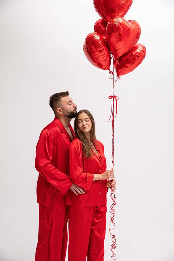 Lukas Piżama Męska Satyna - czerwony