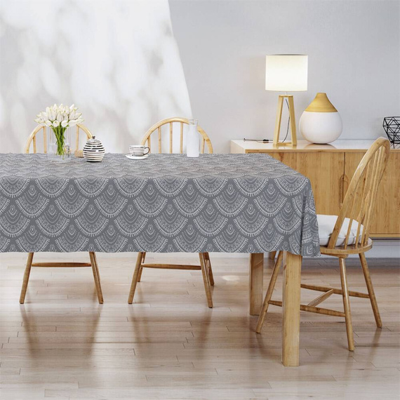 4133 A Panama 98 obrus dekoracyjny Detexpol szary biały rozety