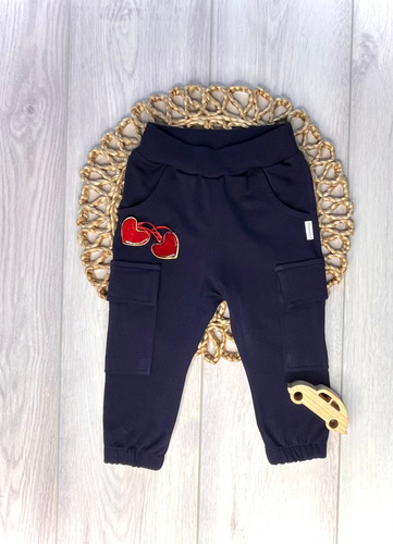 Spodnie joggery dziecięce SJ05 Mamatti granatowe – wygodne bawełniane