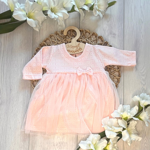 Sukienko-body niemowlęce Mamatti SB15903 tiul kwiatki dł. rękaw