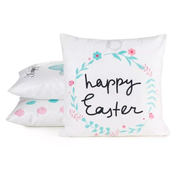Eurofirany Wiosna 4 – poszewka wielkanocna dekoracyjna biała Happy Easter