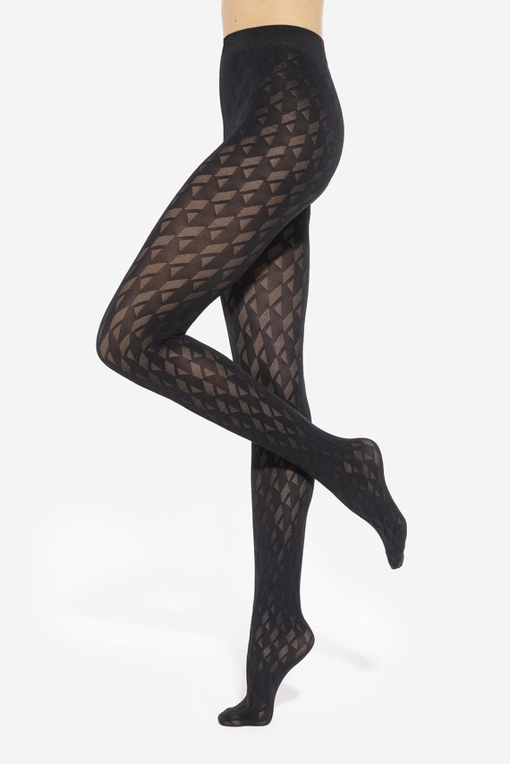 Loretta 155 Rajstopy damskie Gatta – wzór geometryczny, 50 den, matowe - nero 