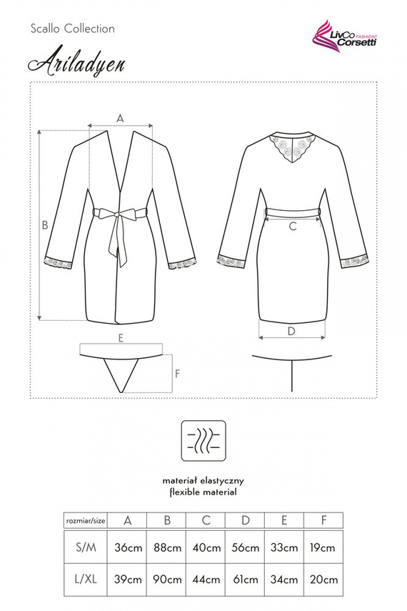 Ariladyen Black LC 90568 Scallo Collection Szlafrok damski LivCo Corsetti 