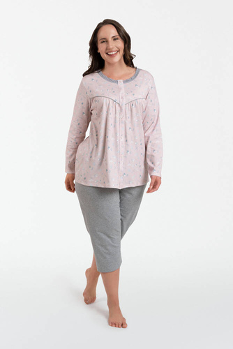 Daniela Piżama Damska długi rękaw, 3/4 spodnie Italian Fashion - druk/melanż