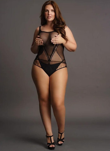 Body DES018 Le Désir zmysłowe body z geometrycznymi wycięciami
