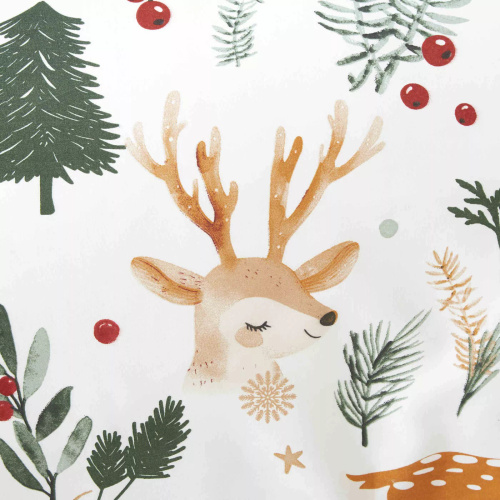 Christmas Forest Pościel mikrosatynowa świąteczna biała I25 Spod Igły i Nitki – miękka, gładka i trwała