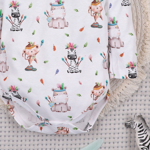 ABN-5534 Body niemowlęce Happy Animals Nini z bawełny organicznej – komfort, bezpieczeństwo i styl