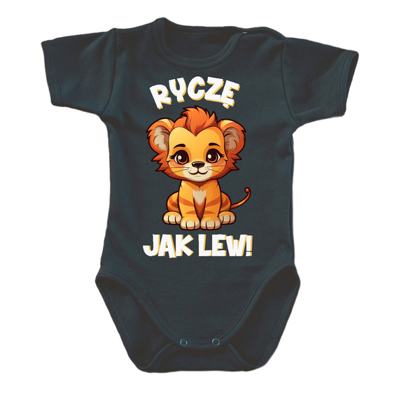 "Ryczę jak lew" Body krótki rękaw Moocha czarny