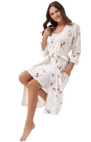 376 Szlafrok Damski Luna - ecru