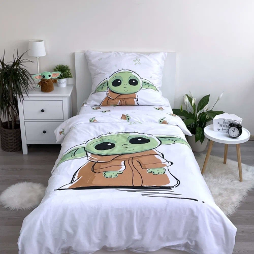 Star Wars Baby Yoda Pościel dziecięca bawełniana Jerry Fabrics biały