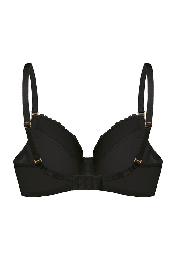 Biustonosz Full Cup Petra Mefemi by Nipplex – czarny, stabilne podtrzymanie, koronkowe miseczki, bawełniane wnętrze, wyjmowane wkładki push-up