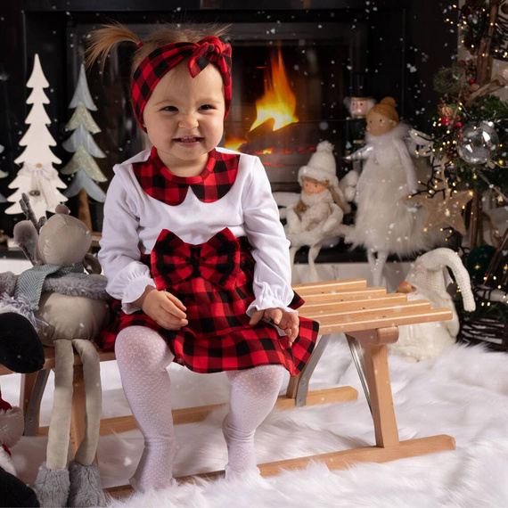 163578 Spódniczka bawełniana "Magia Świąt" Nicol - kratka: czarny, czerwony