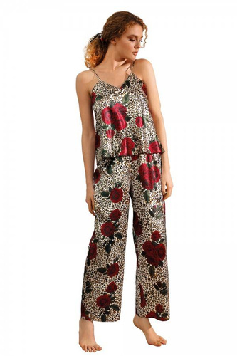 DK-KI Flowers Komplet Damski Piżama DKaren - 6 ecru