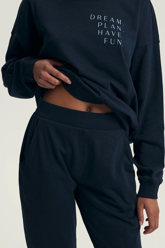 Piżama damska Henderson 43705 Delancy granatowa– bawełna, długi rękaw, wygodna i stylowa