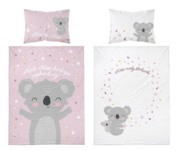 3955 B Mayamoo 105 Pościel bawełniana do łóżeczka miś koala Detexpol różowy