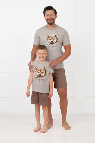 Piżama męska Shiba Italian Fashion 100% bawełna szorty krótki rękaw