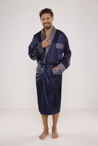 940 Satyna szlafrok męski Forex - granat