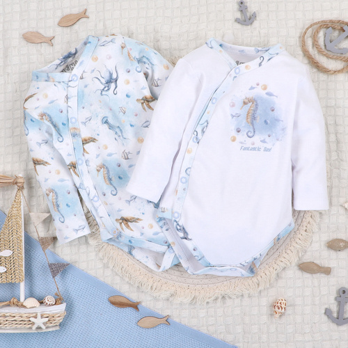 ABN-5441 Sea Of Joy Body kopertowe Nini niebieski - bawełna organiczna, dla niemowląt