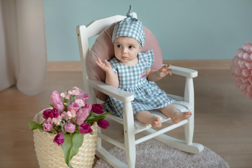 Sweet Cherry Chustka niemowlęca Pinokio - zielony kratka