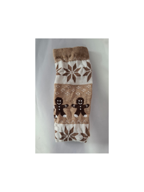 1283-040 Ciastka Skarpety Milena – świąteczne skarpety damskie z motywem ciasteczek, beżowy