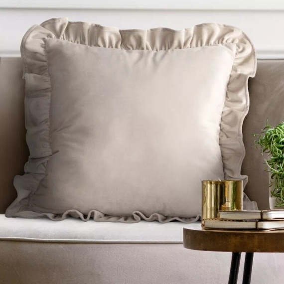 Poszewka 45x45 Brenda szałwiowa welwet Eurofirany falbanki beżowy