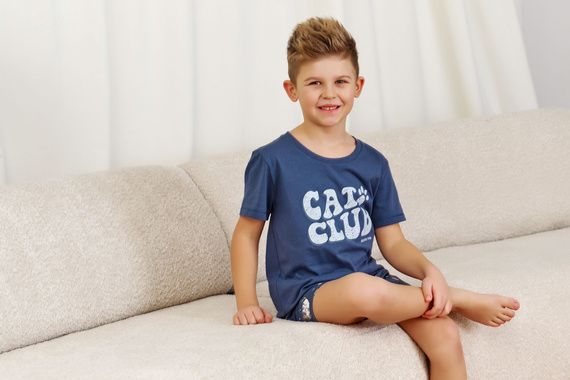 7205 "Cat club" Piżama dziecięca Unisex Doctor Nap - deep blue
