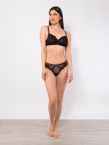 1940 Biustonosz Glam – tiulowy, miękki, na fiszbinach Sielei czarny