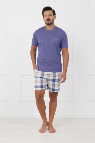 Piżama męska Juno Italian Fashion 100% bawełna krótki rękaw szorty-jeansowa