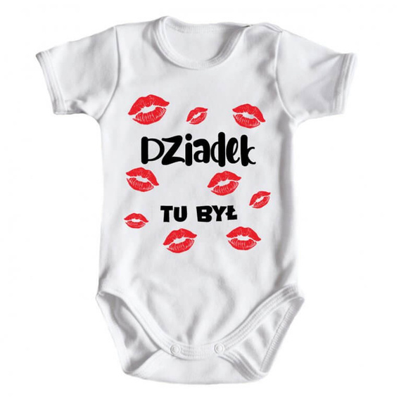 "DZIADEK tu był" body niemowlęce króki rękaw Moocha biały