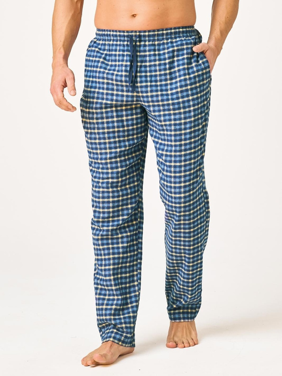 Spodnie piżamowe męskie Key MHT 404 jeans flanelowe 100% bawełna